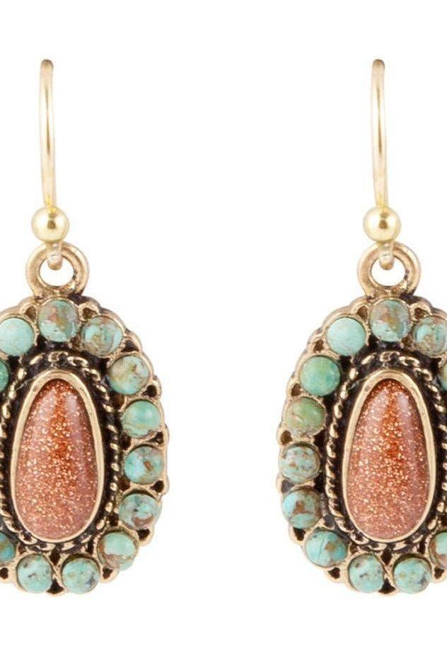 Little Sedona Turquoise and Goldstone Earrings