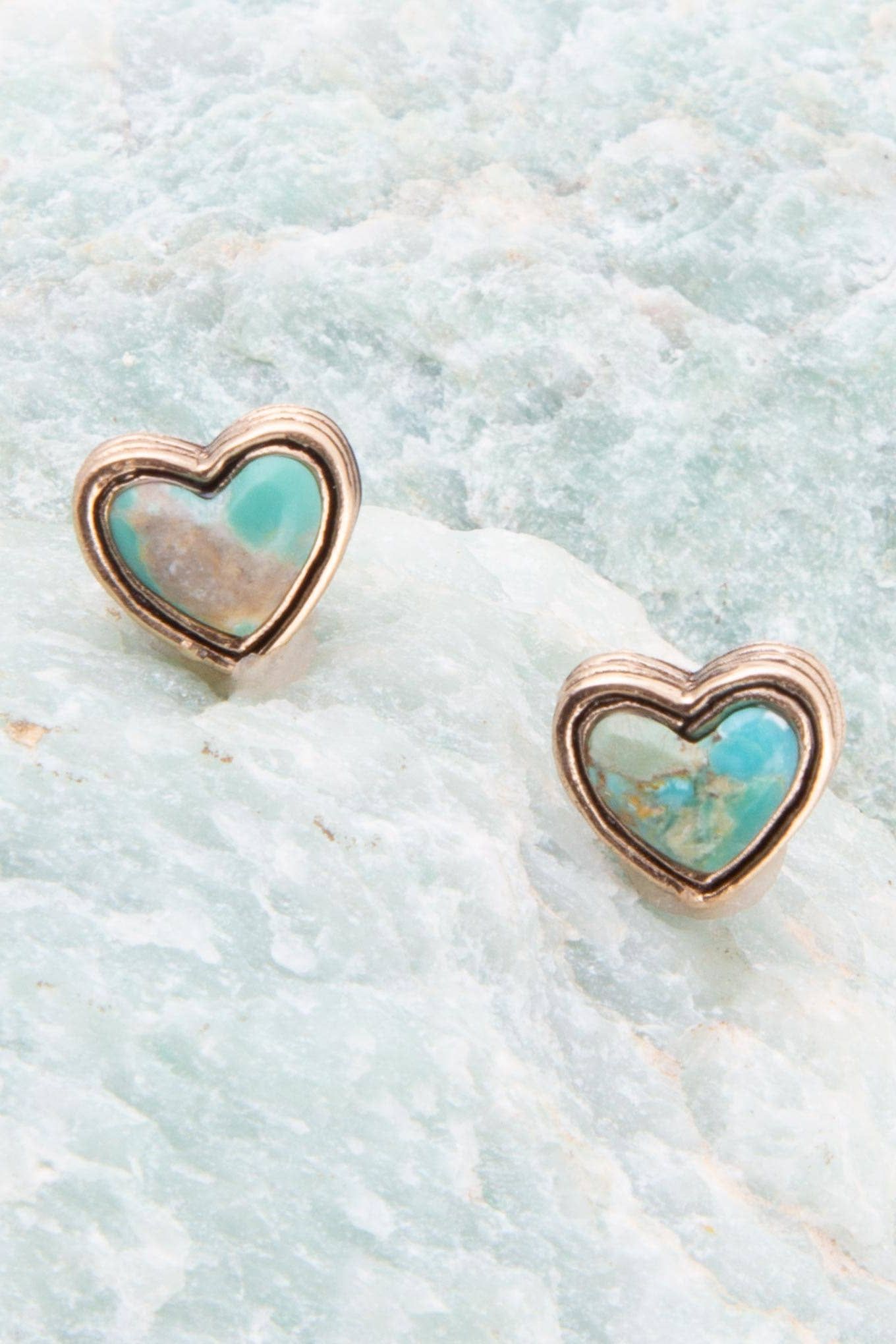 Blue Turquoise Golden Stud Earrings