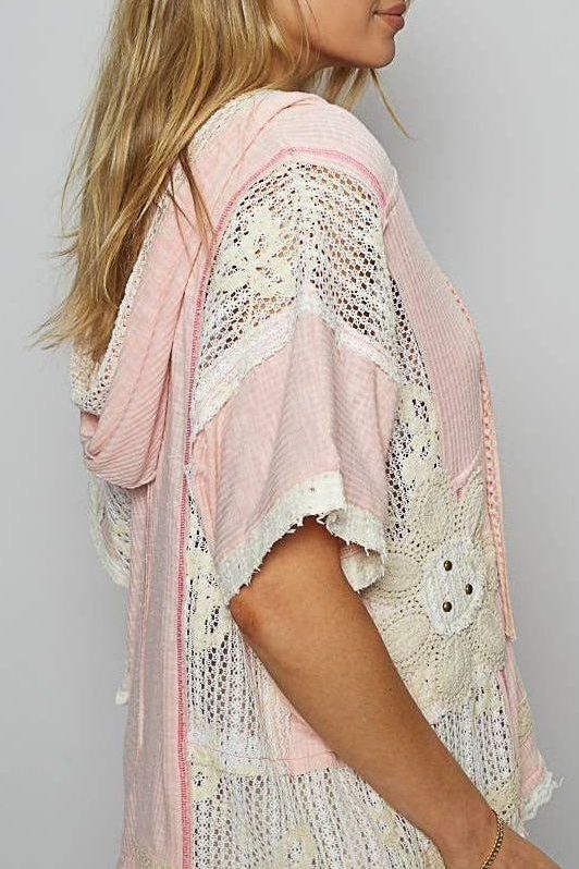 All saints crochet top- blush pink