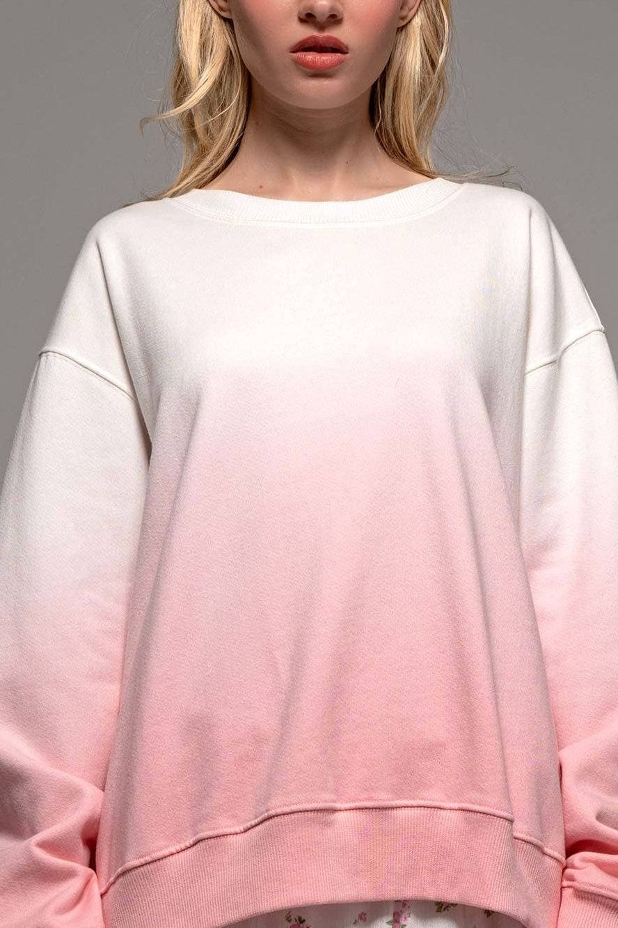 Angela Ombre Dip Sweater | PINK