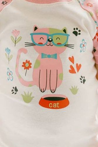 Flower Cat Short Pajamas Set