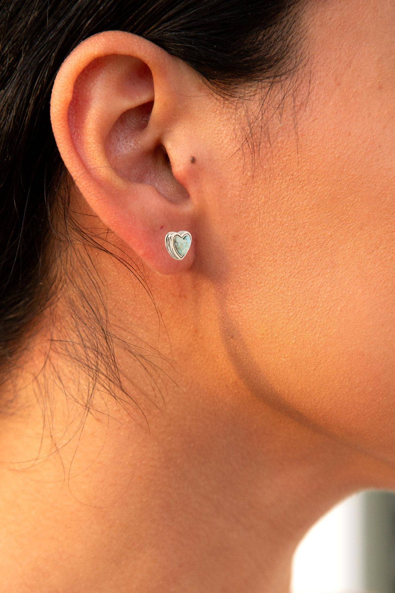 Blue Turquoise Golden Stud Earrings
