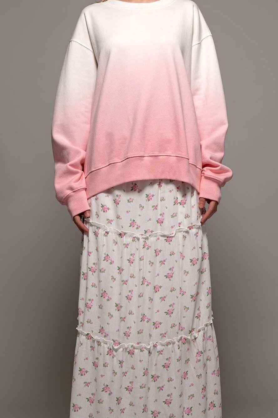 Angela Ombre Dip Sweater | PINK