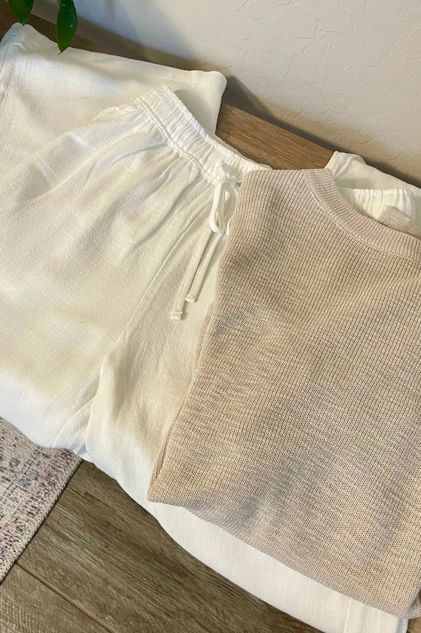 Serene Linen Blend Pants in Off White