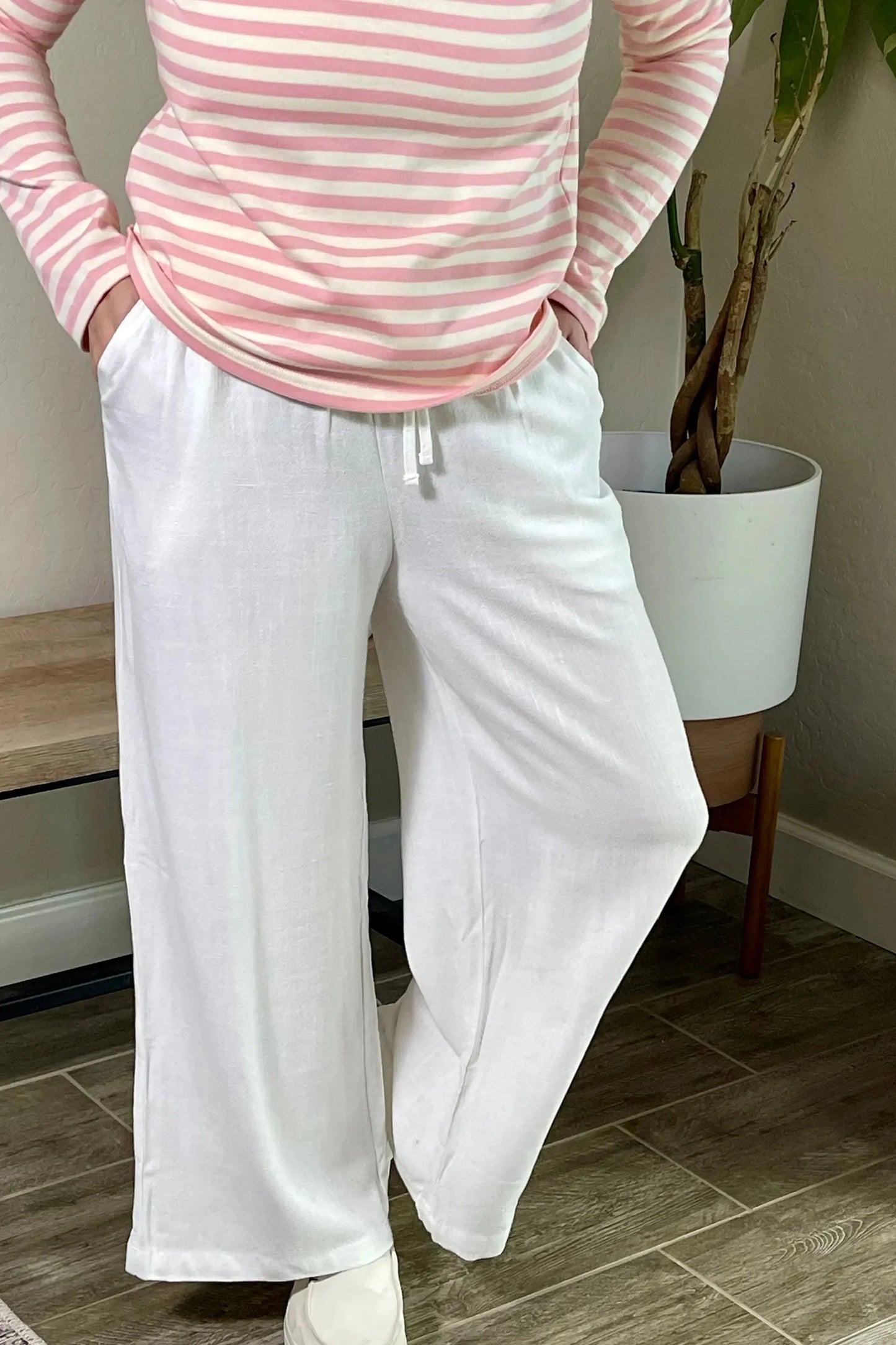 Serene Linen Blend Pants in Off White