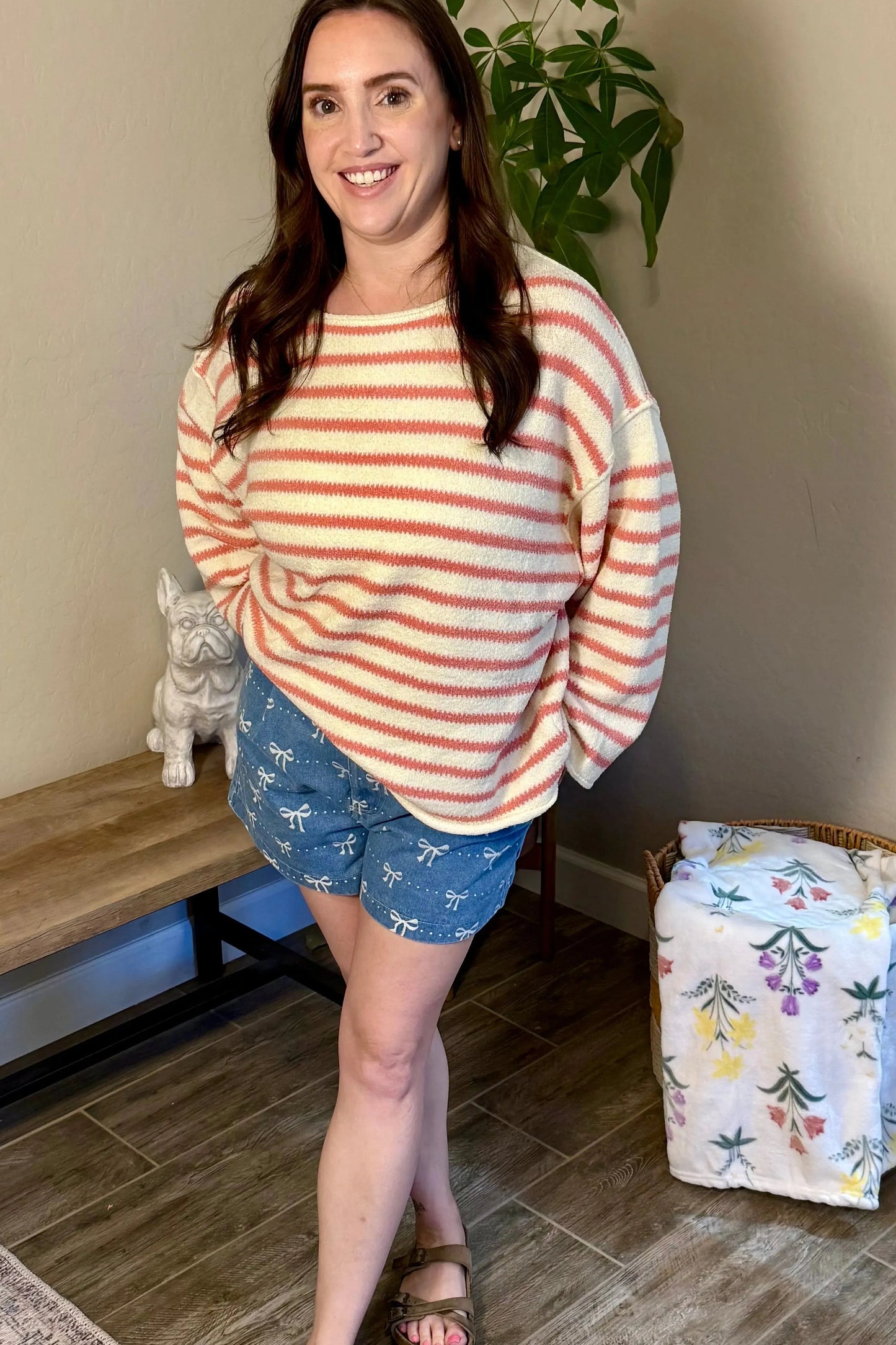 Summer Breeze Stripe Sweater in Rose