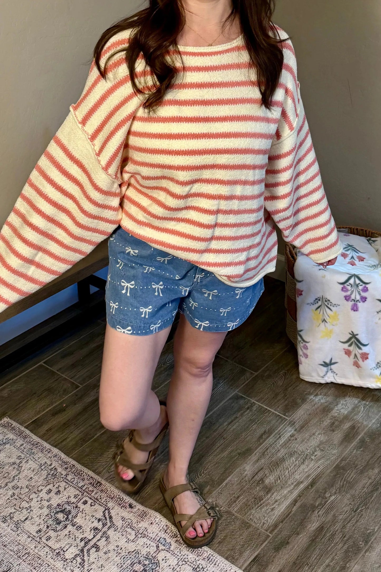 Summer Breeze Stripe Sweater in Rose