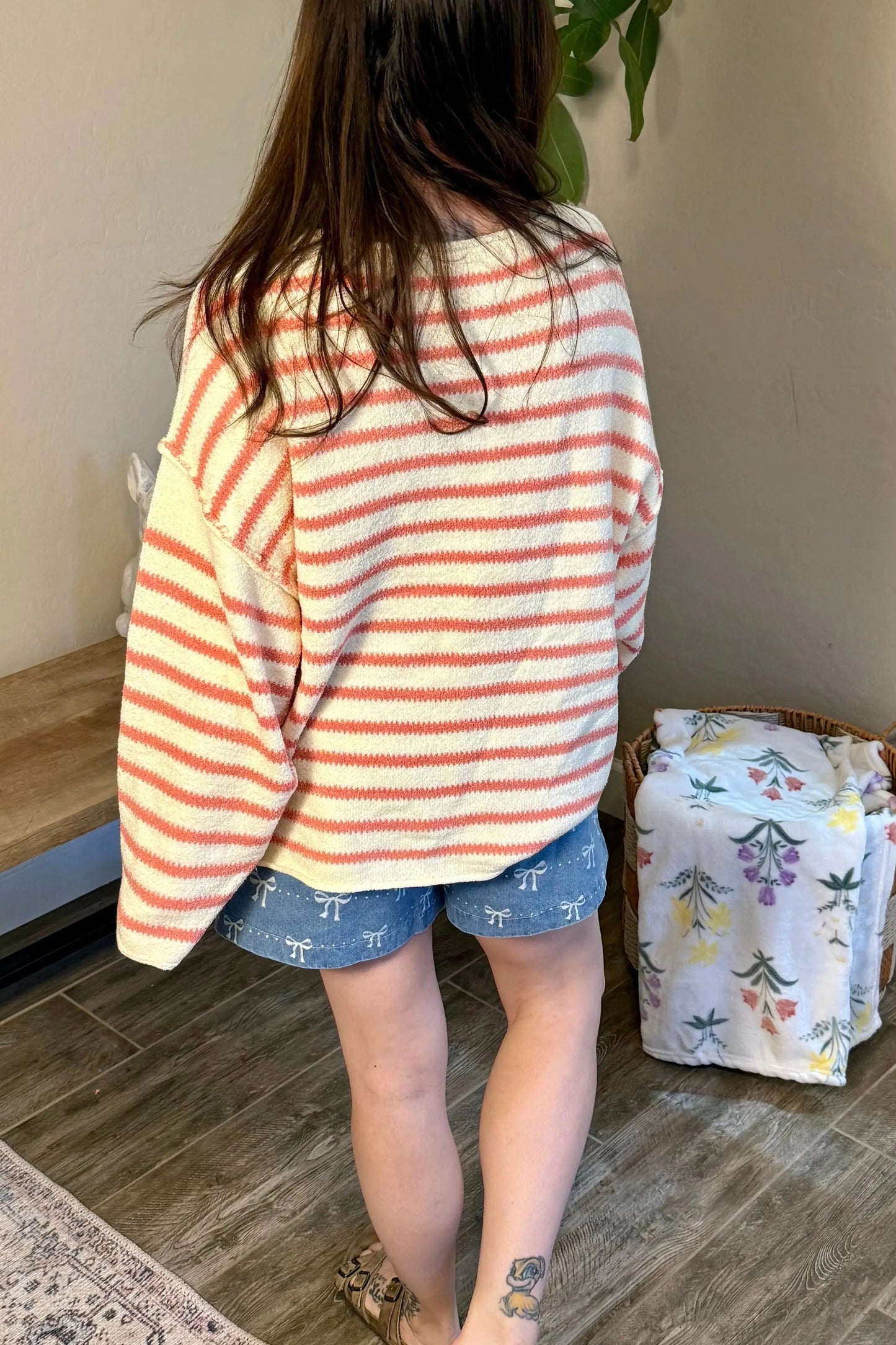 Summer Breeze Stripe Sweater in Rose