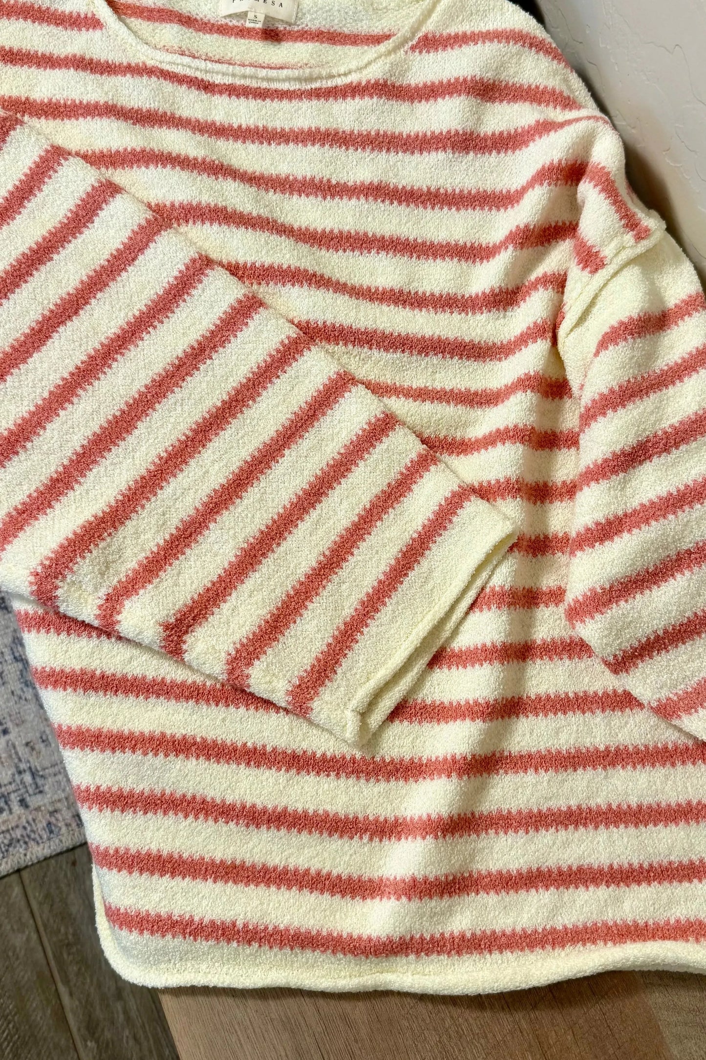 Summer Breeze Stripe Sweater in Rose