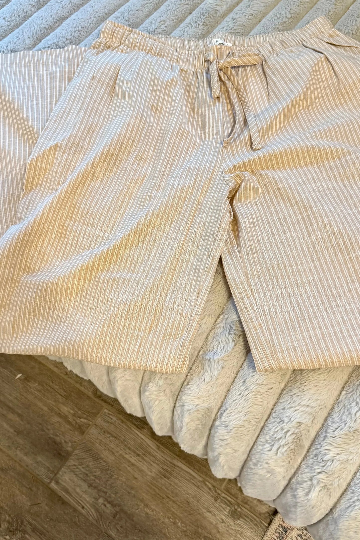 Brenda Stripe Pants in Beige