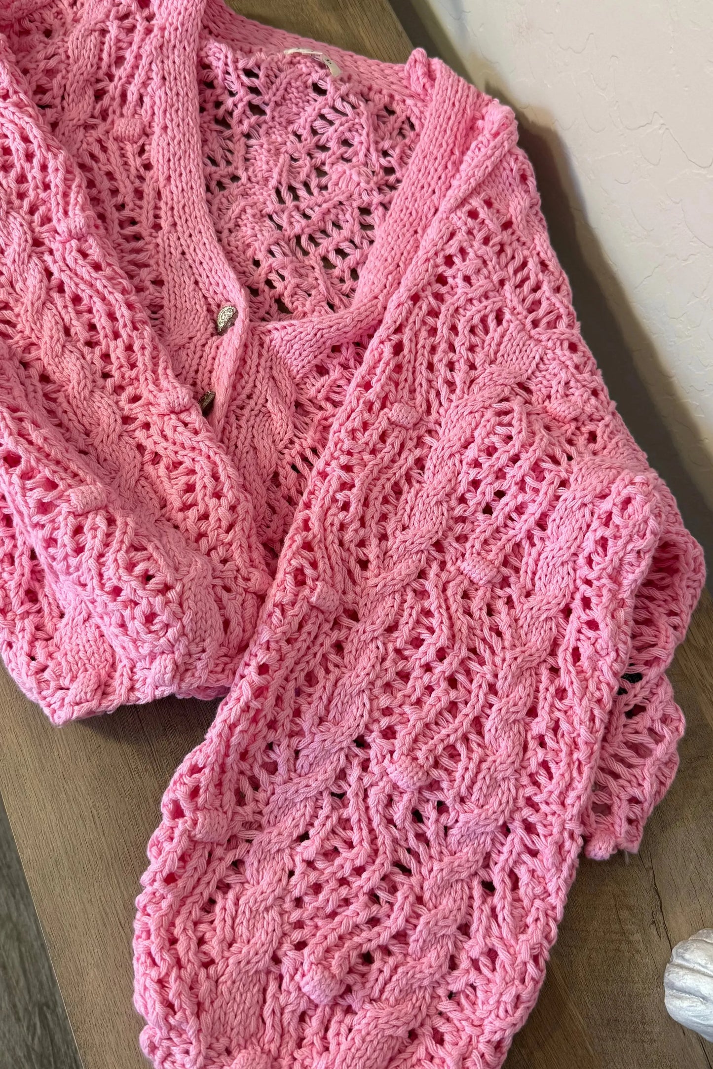 Barbie Crochet Cardigan | Bubble Gum Pink