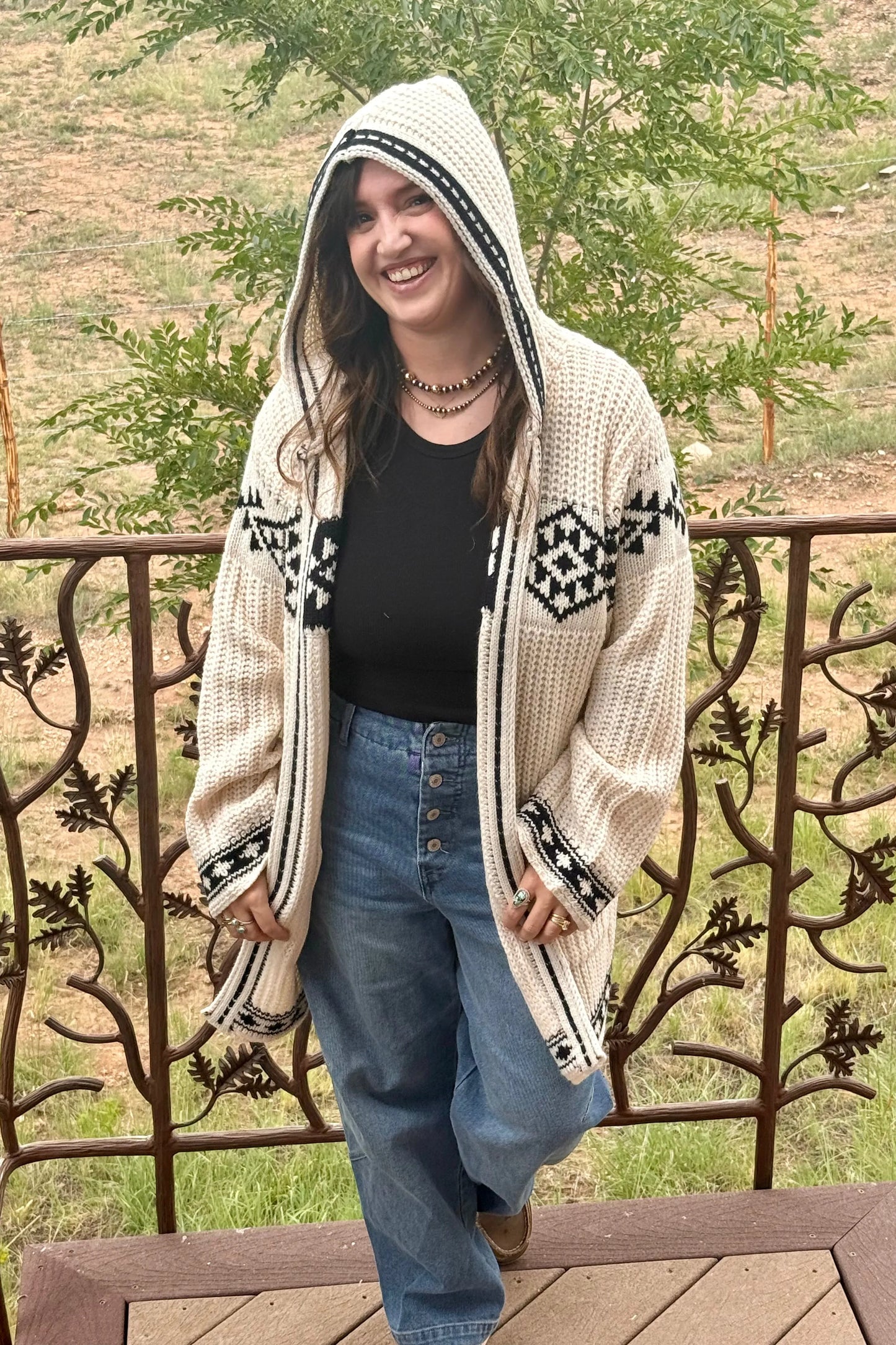 Aztec Hooded Cardigan