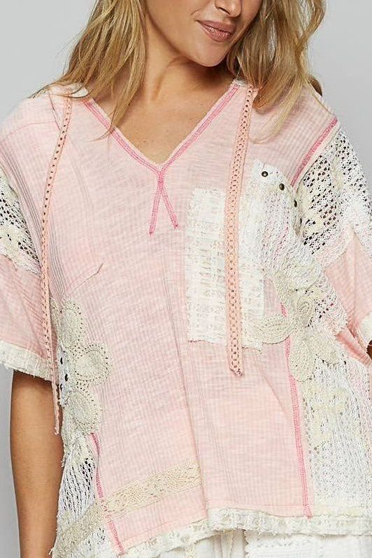All saints crochet top- blush pink