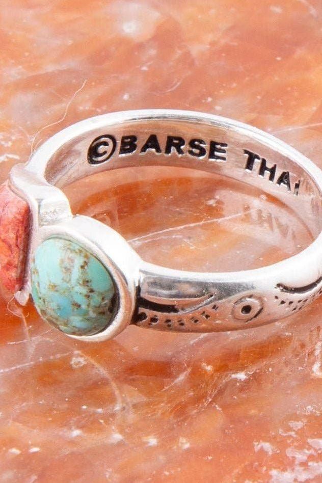 Turquoise and Coral Duo Ring