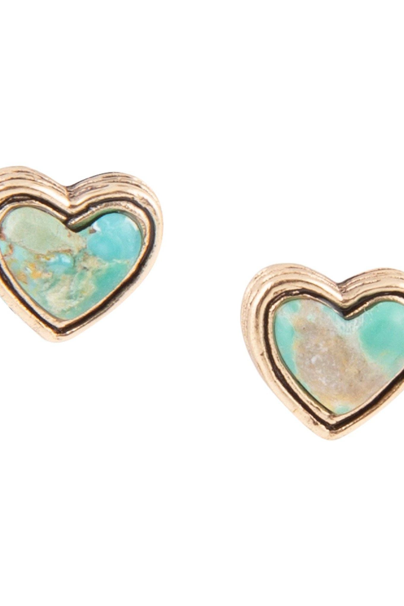 Blue Turquoise Golden Stud Earrings