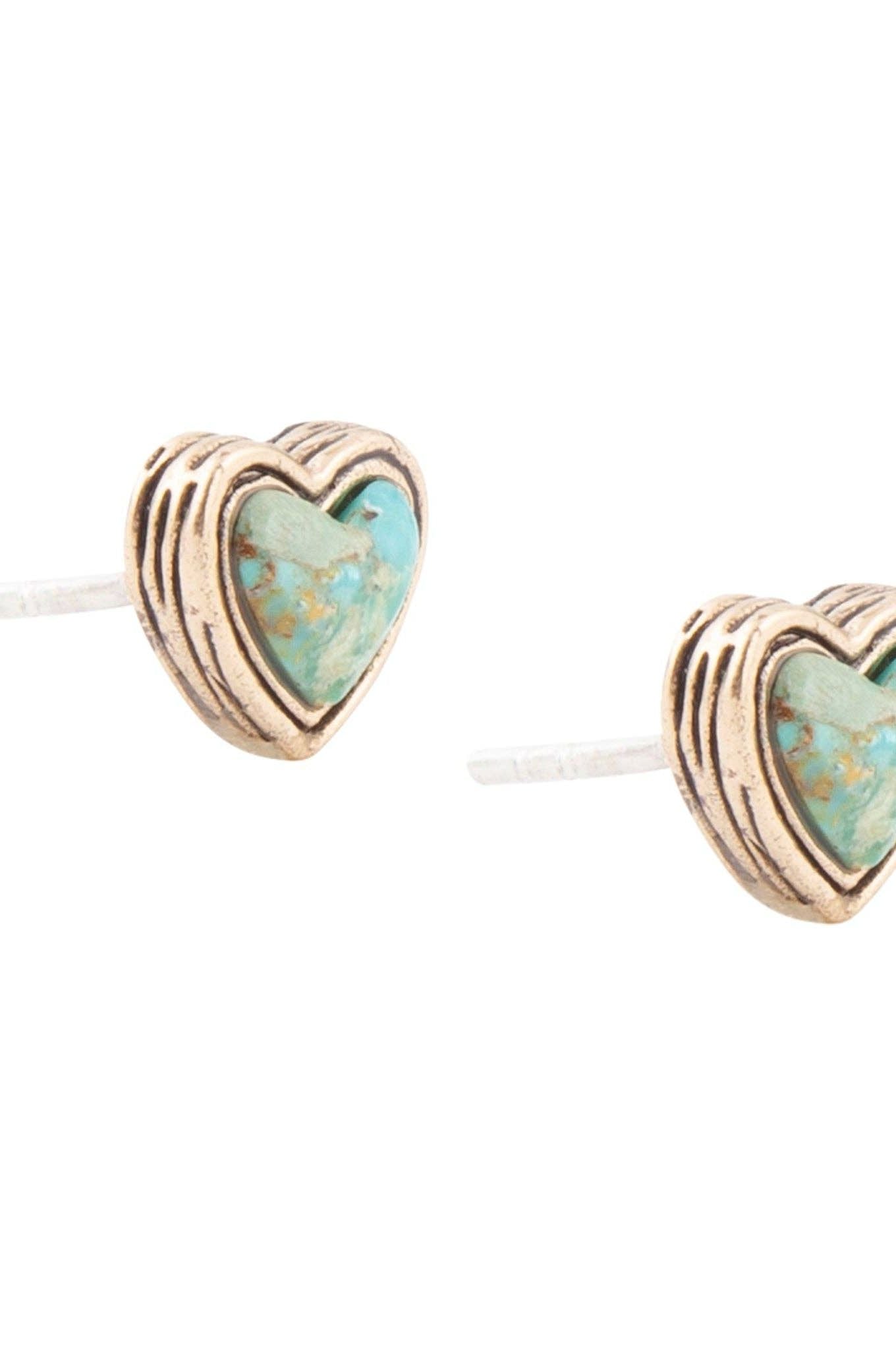Blue Turquoise Golden Stud Earrings