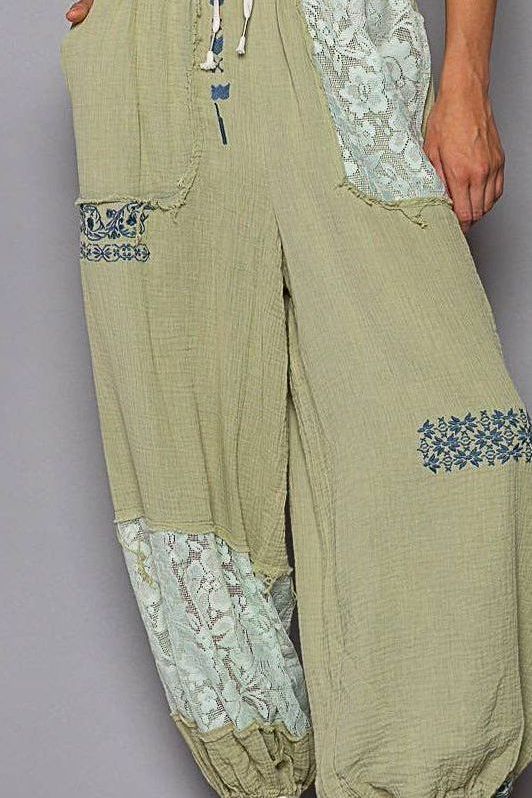 Vintage Lace Joggers | Powder Herb