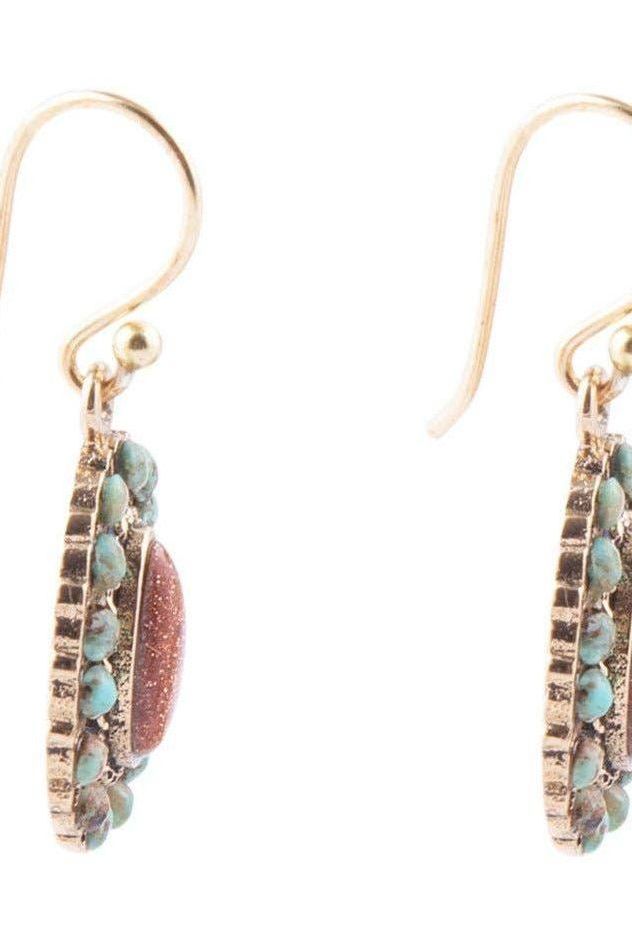 Little Sedona Turquoise and Goldstone Earrings