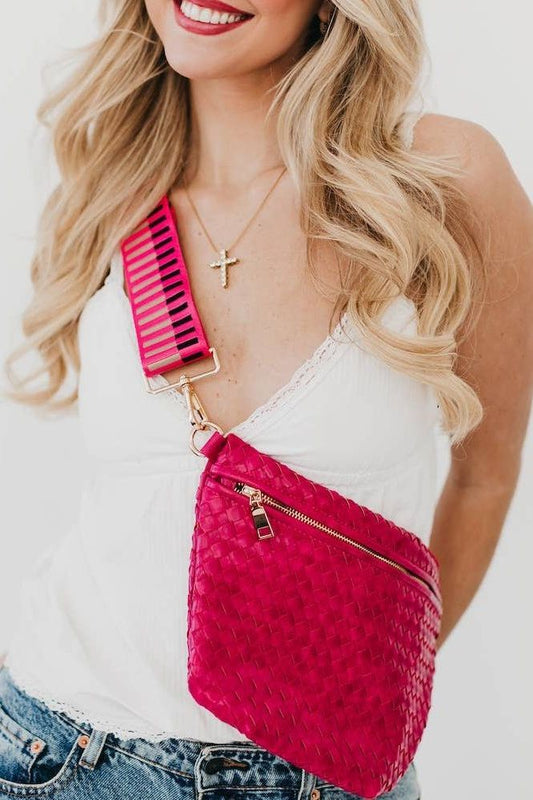 Lynn Woven Bum Bag | Fushia
