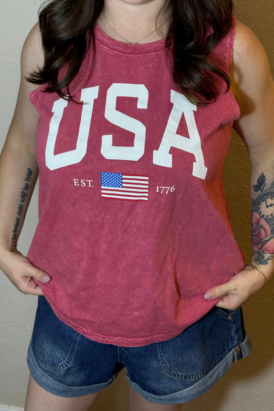 USA EST.1776 Mineral Graphic Tank Top