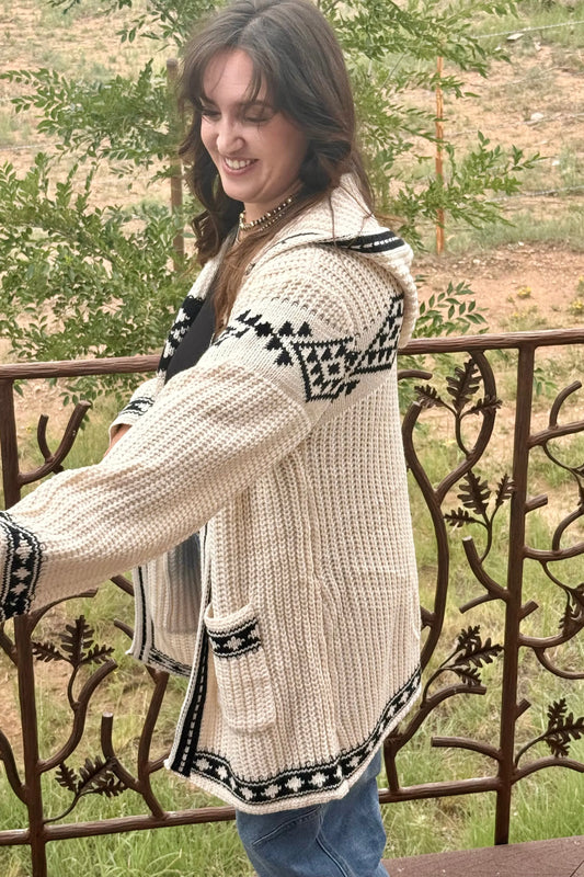 Aztec Hooded Cardigan