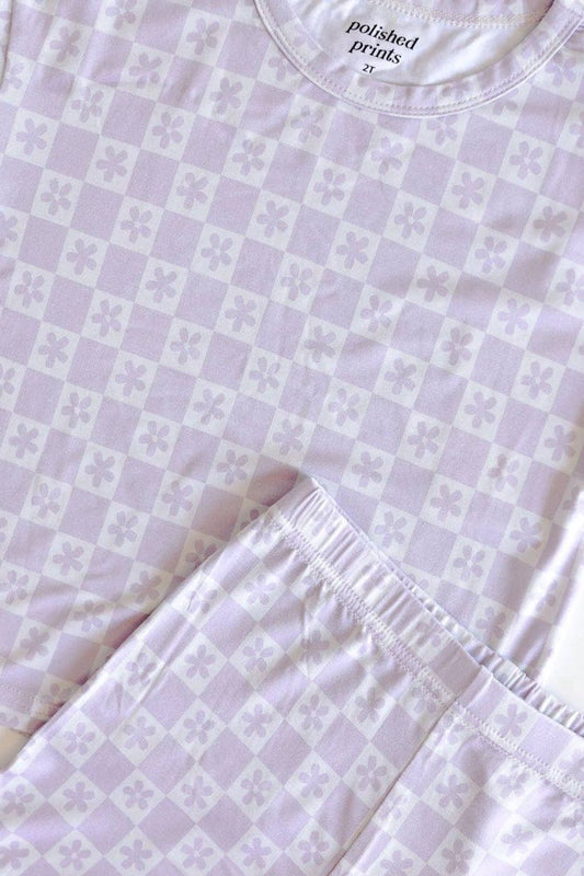 Flower Checkered Short Set
